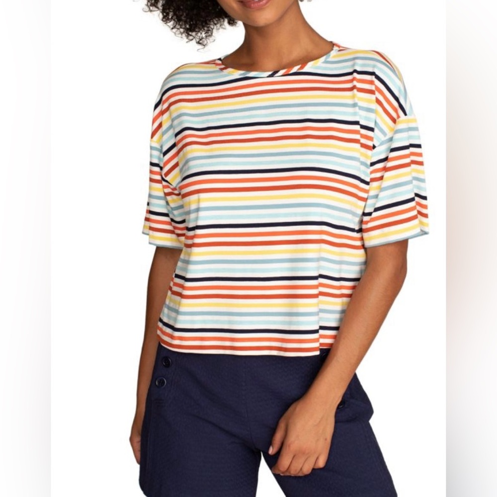 Trina Turk Yatomi Multi Stripe T-Shirt Size XS